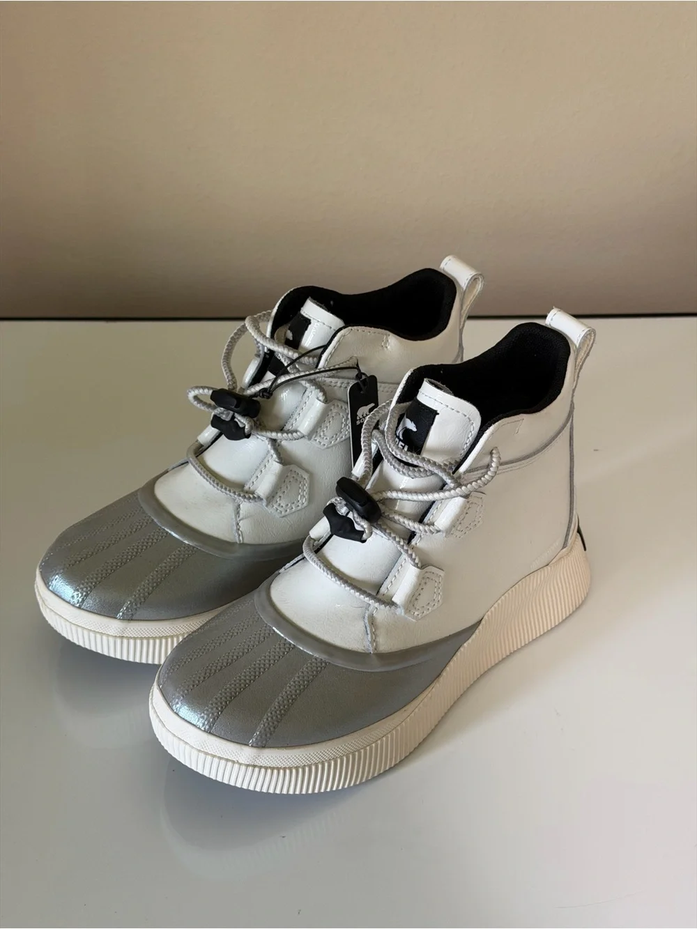 Sorel White and Gray Waterproof Winter Boots